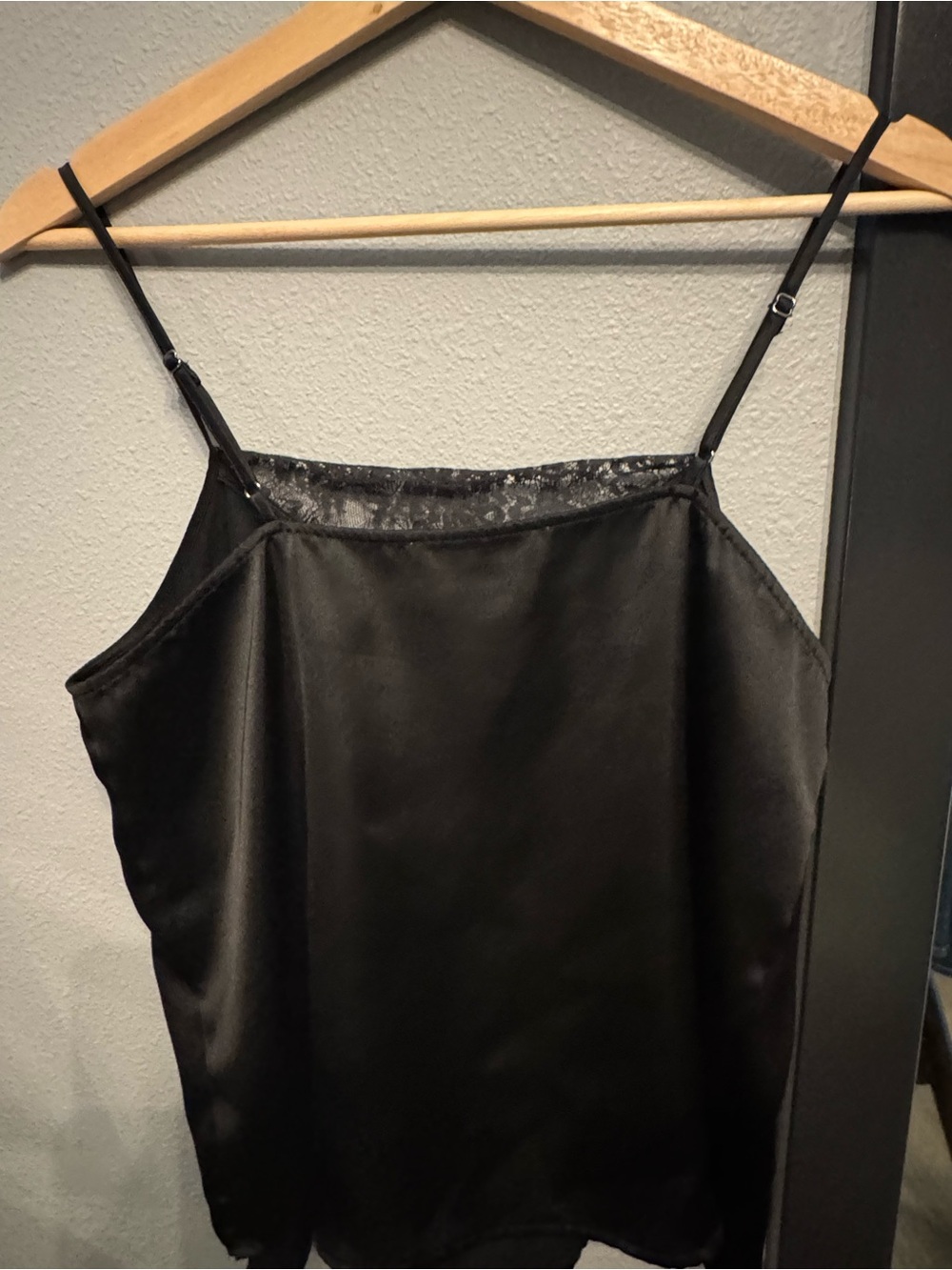 Black Satin Lace-Trim Cami Top - Women Intimates & Sleepwear 🖤 - Picture 9 of 9